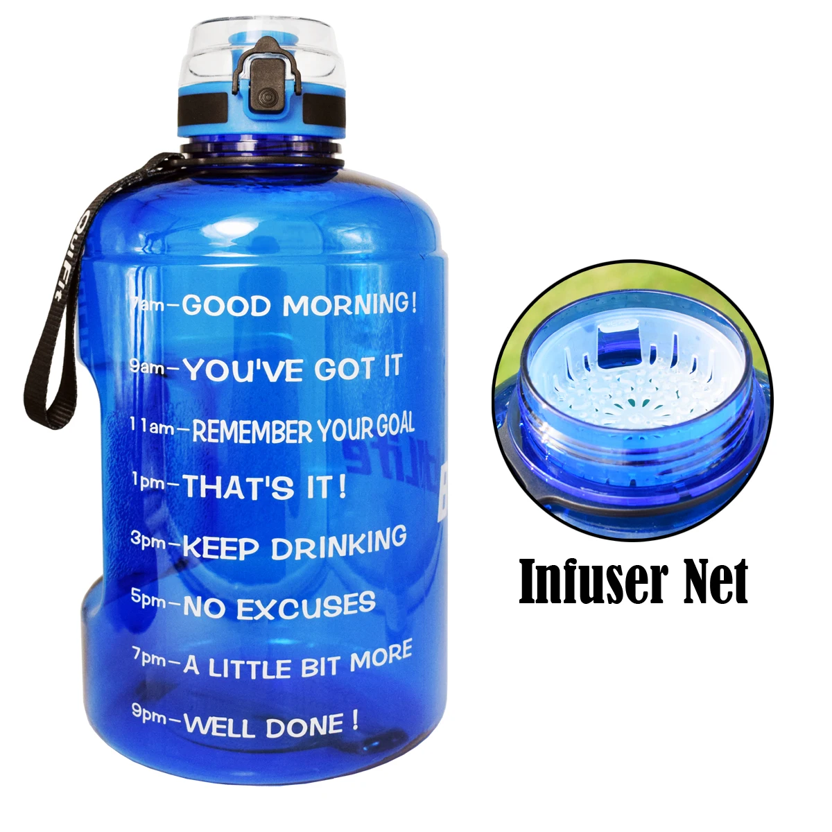 Blue BuildLife 1.3L 2.2L 3.78L бутылка для воды с блокировкой флип-флоп крышкой спортивный тренажерный зал бутылки Фитнес Спорт BPA бесплатно большой емкости кувшин - Цвет: Blue