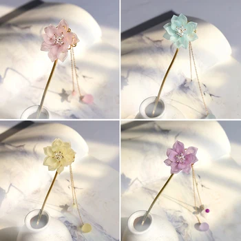 

Various Elegant Chinese Style Flower Tassel Hair Sticks Antique Design Metal Flower Crystal Rhinestone Women Hair Accessories