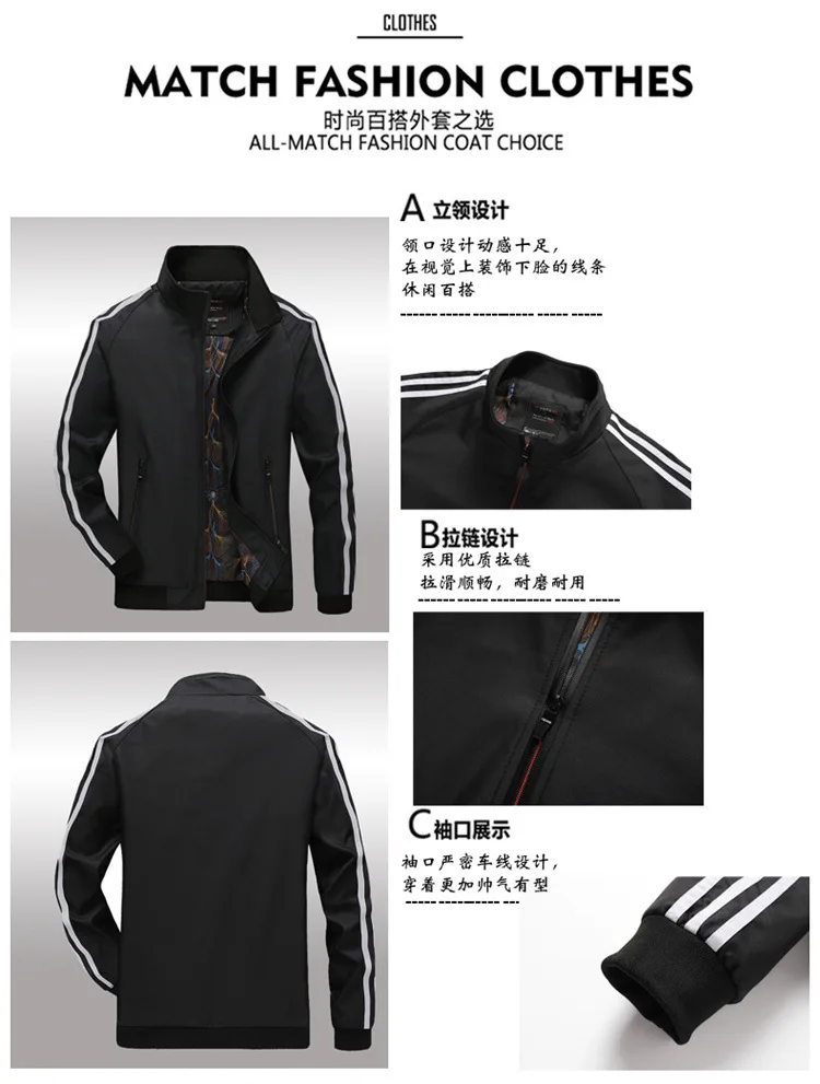 AliExpress весна и осень тонкий мужской Бейсбольный воротник в полоску приталенное пальто большой размер Повседневная универсальная куртка
