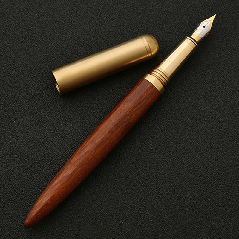 Classic 0.5mm Wood Fountain Pen Copper Business Fine Nib Office School Supplies Stationery | Канцтовары для офиса и дома