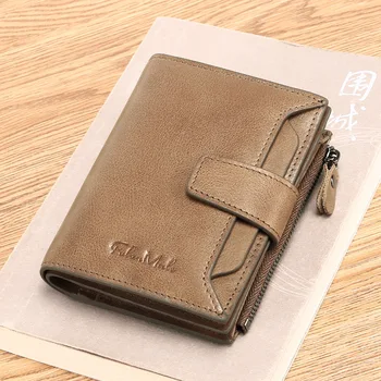 

Men's short leather wallet first layer cowhide trend fashion casual wallet wallet driver's license wallet