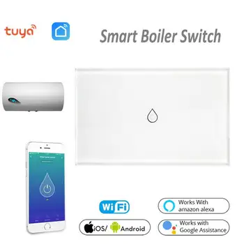 

Wireless WiFi Smart Boiler Glass Panel Switch Water Heater Switch Tuya APP Remote Control Alexa Echo Google Home Voice Control