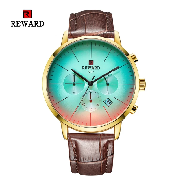 Leather Gold Награда Модные мужские s часы Топ люксовый бренд синий циферблат Кварцевые часы со стальным ремешком водонепроницаемые спортивные хронограф часы мужские Erkek izle - Цвет: Leather Gold