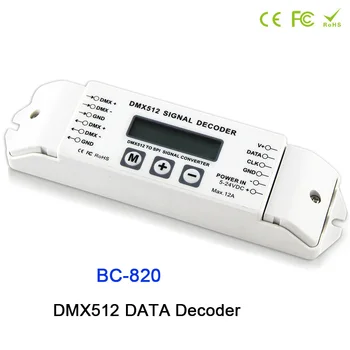 

BC-820 DMX to SPI Signal Decoder convertor DMX512 Controller for LPD6803 8806 WS2811/ 2801 WS2812B 9813 led pixel light DC5V-24V