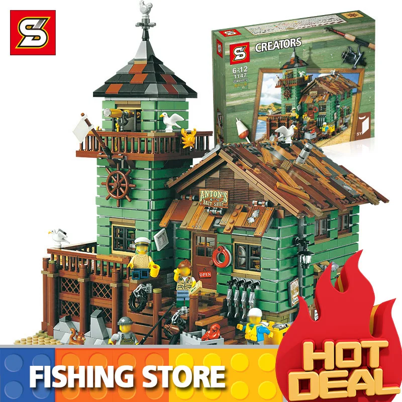 

IDEAS Creator MOC Series Old Fishing Store Set Compatible 21310 Building Blocks Bricks House Toys Kid Christmas Gifts
