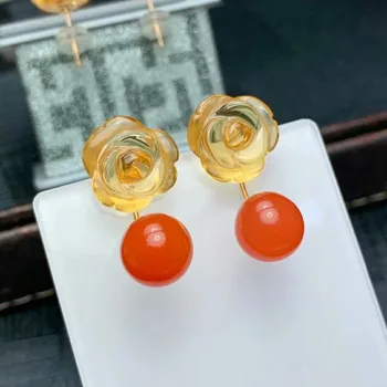 شراءSHILOVEM 18K الذهب الأصفر الحقيقي الطبيعي جنوب العقيق الأحمر إسقاط أقراط غرامة مجوهرات الزفاف مصنع جديد النساء هدية MYME12129-9.5NH