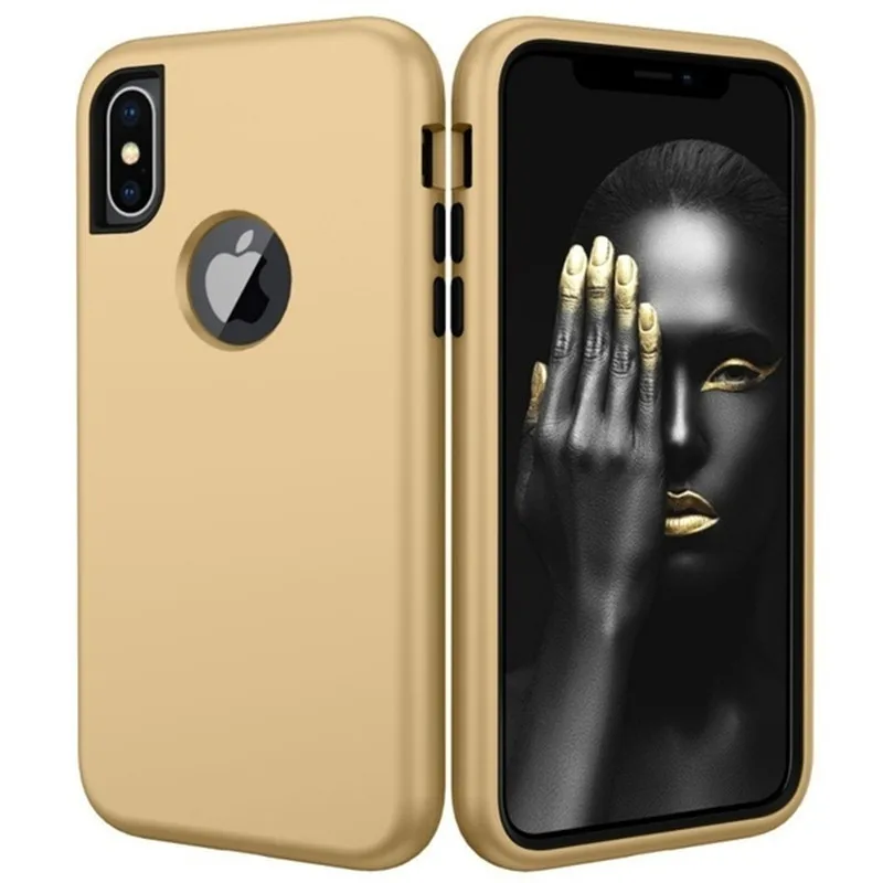 3 in 1 Heavy Duty Armor Shockproof 360 full Protect Case For iPhone X XS MAX XR 8 7 6 6S Plus Hybrid TPU Silicone+ Rubber Case