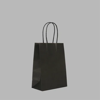 

50pcs/lot Black Kraft Large Gift Bag Recyclable DIY Paper Bags For Wedding Birthday Party With Handle Celebration Decor
