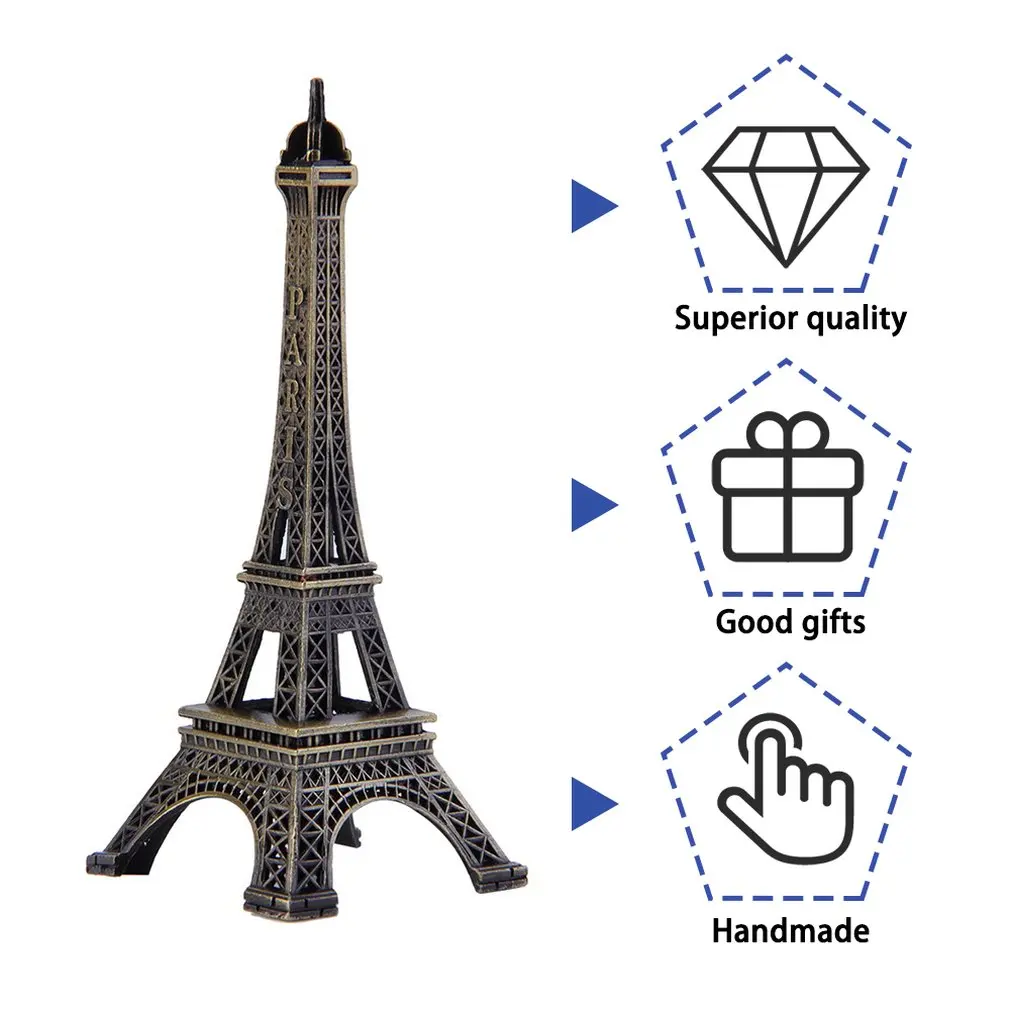 Unique Gifts 10cm Metal Art Crafts Paris Eiffel Tower Model Figurine Antiqued Bronze Statue Travel Souvenirs Home Decorations