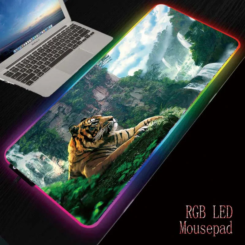 MRGBESTRGB Тигр водопад RGB большой коврик для мыши Профессиональный USB кабель