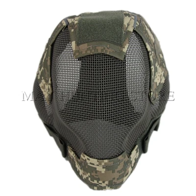 Hunting Full Face Metal Steel Mesh Helmet Military Tactical Combat Airsoft Paintball Wargame Protector Outdoor Sports Helmets - Цвет: ACU