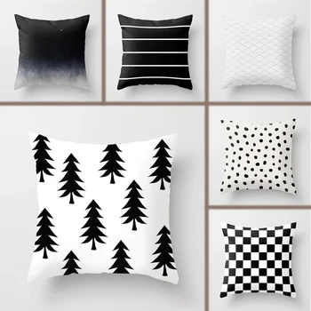 

Black and White Cushion Cover Geometric Polyester Throw Pillow Covers Decorative 45x45cm Couch Pillows Fashion Nordic Pillowcase