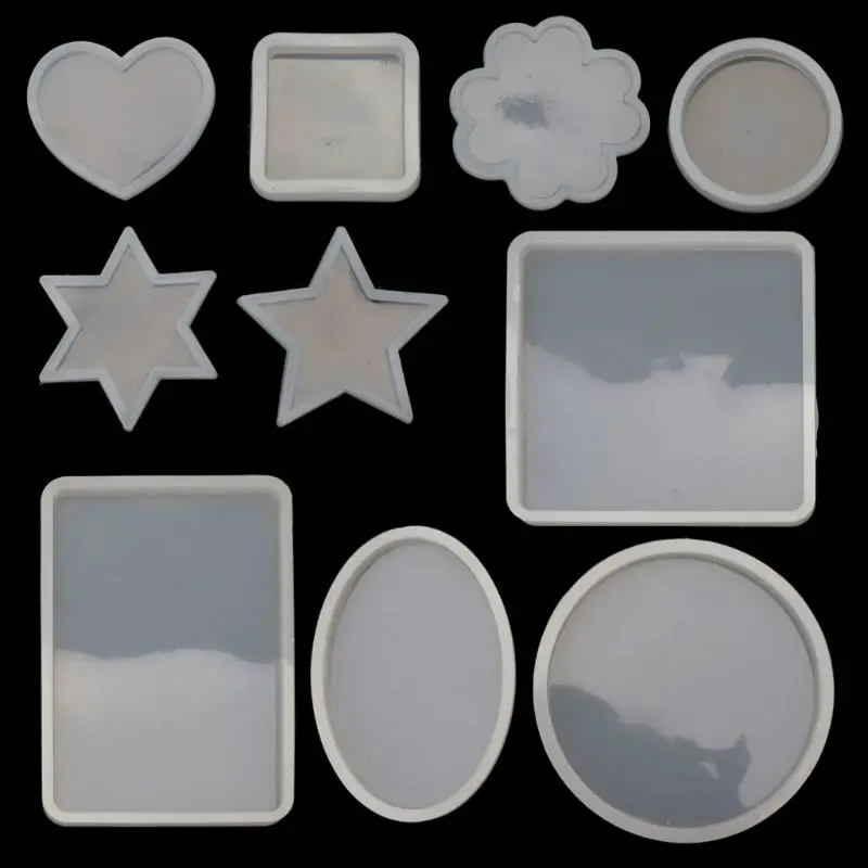 

10Pcs Epoxy Resin Molds Square Round Heart Molds Resin Soap DIY Coaster Flower Leaf Specimen Molds Resin Jewelry Making