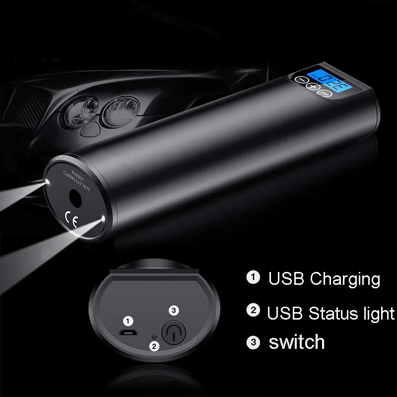 

Portable Air Compressor Inflatable Pump with LCD Display USB Interface for Car Bicycles Tires Balls Swimming Rings X85