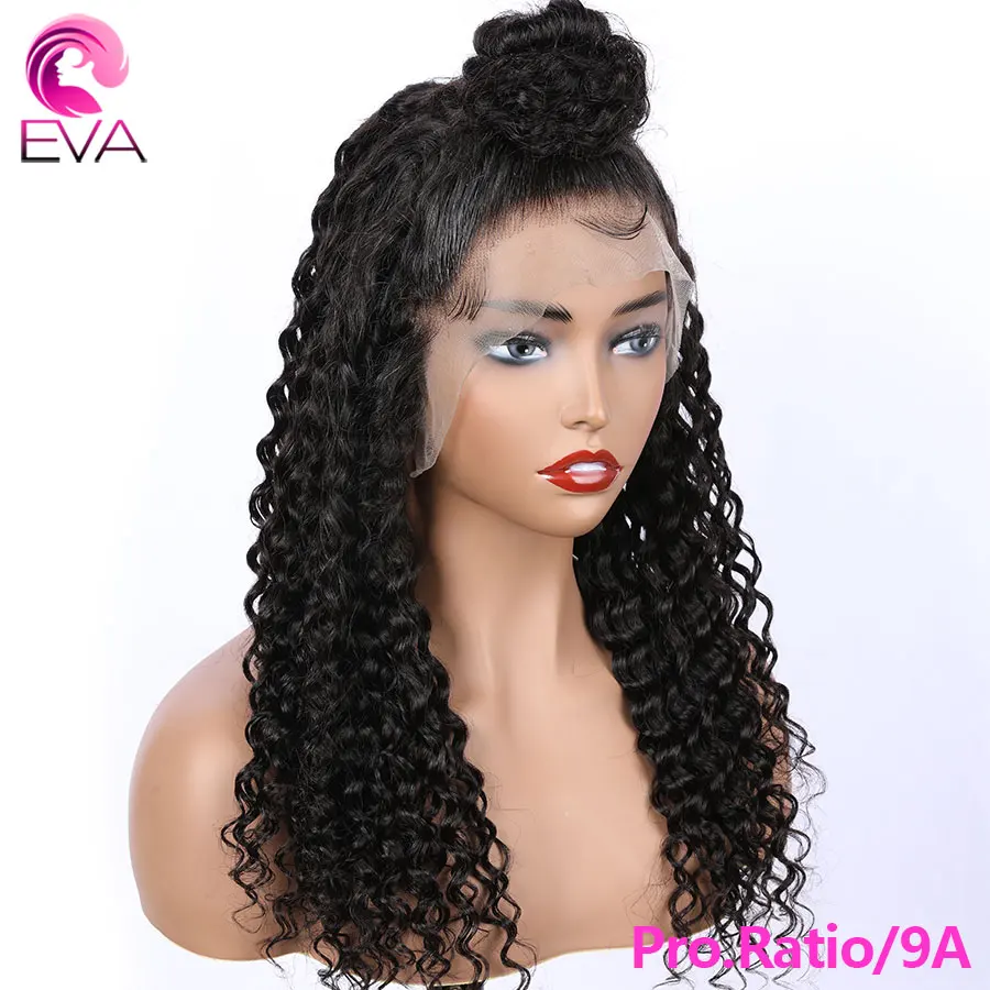 Эва(этиленвинилацетат) волос 150% 13x6 Синтетические волосы на кружеве парик с ребенком волос Выбеленные узлы бразильский Реми Вьющиеся парики из натуральных волос для черный Для женщин