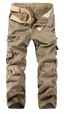 khaki Новинка, Топ Мода, много карманов, одноцветные мужские брюки карго, высокое качество, плюс размер, мужские уличные длинные брюки, размер 38 40 - Цвет: khaki