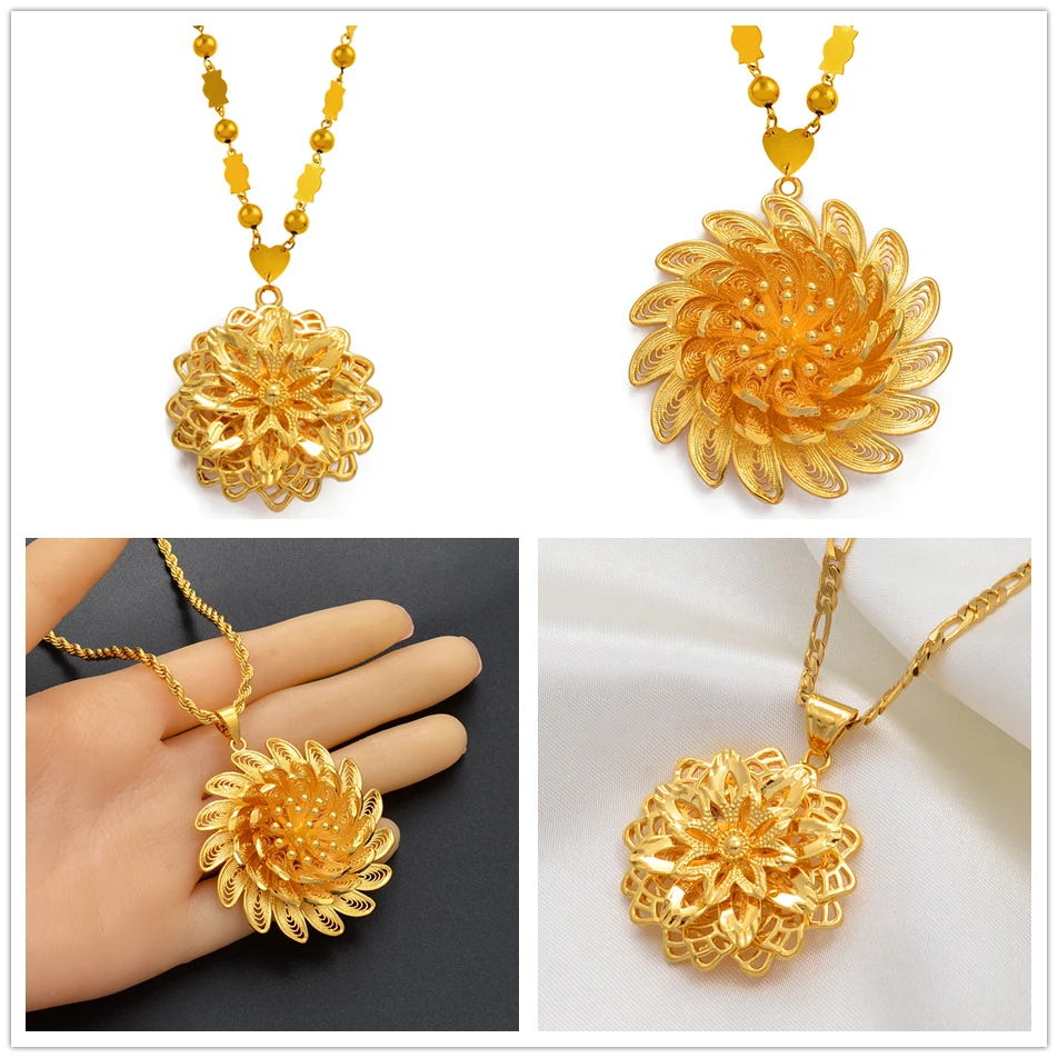 Ожерелье с подвеской в виде цветка Anniyo для женщин и мужчин золотого | Ожерелья с подвеской -4000316805995