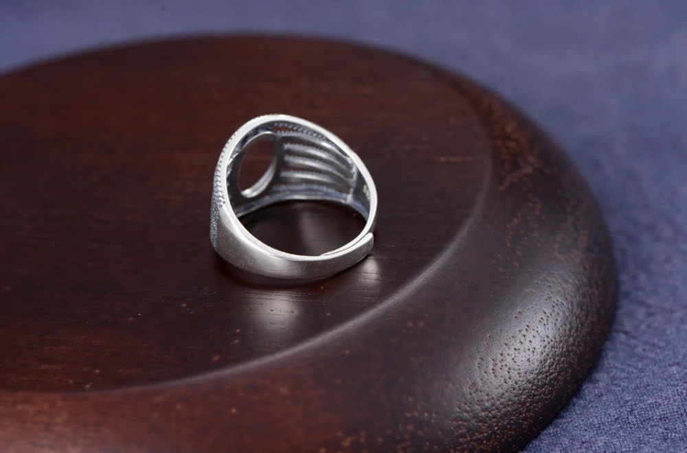 Ring Blank (8x11mm Oval Blank) Adjustable Thai Sterling Silver Ring Base Antique Style Oval Cabochon Ring Setting R893B