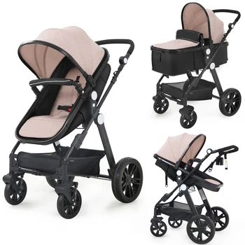 High-view Baby Stroller With Reversible Cradle And Luxury Seat 1