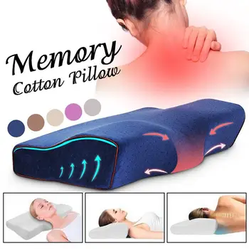 

Memory Foam Cotton Space Pillow Slow Rebound Neck Pillow Relieve Neck Spine Pain 5 Colors 34x60x12cm