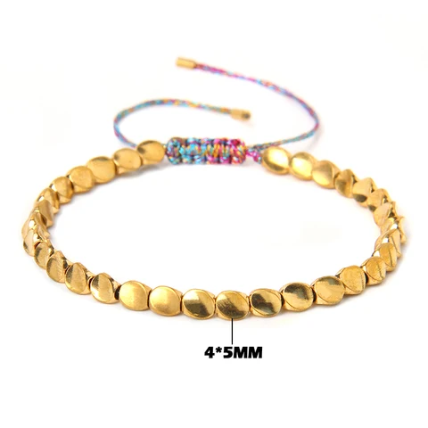 Tibetan Buddhist Copper Beads Bracelet Adjustable Braided Bracelets For Women Men Lucky Thread Bangles Vintage Jewelry