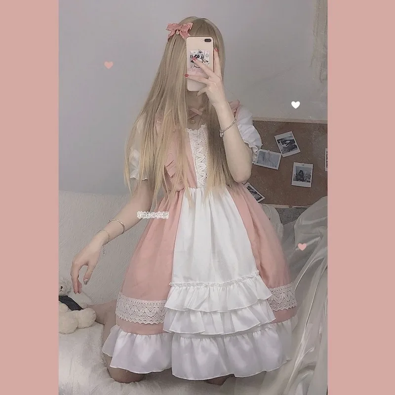 Japanse Lente Herfst Vrouwen Zwarte Mini Jurk Vierkante Kraag Bandage Gothic Prinses Jurk Leuke Kawaii Y2K Kanten Ruches Feestjurk kopen vanaf een prijs van 50