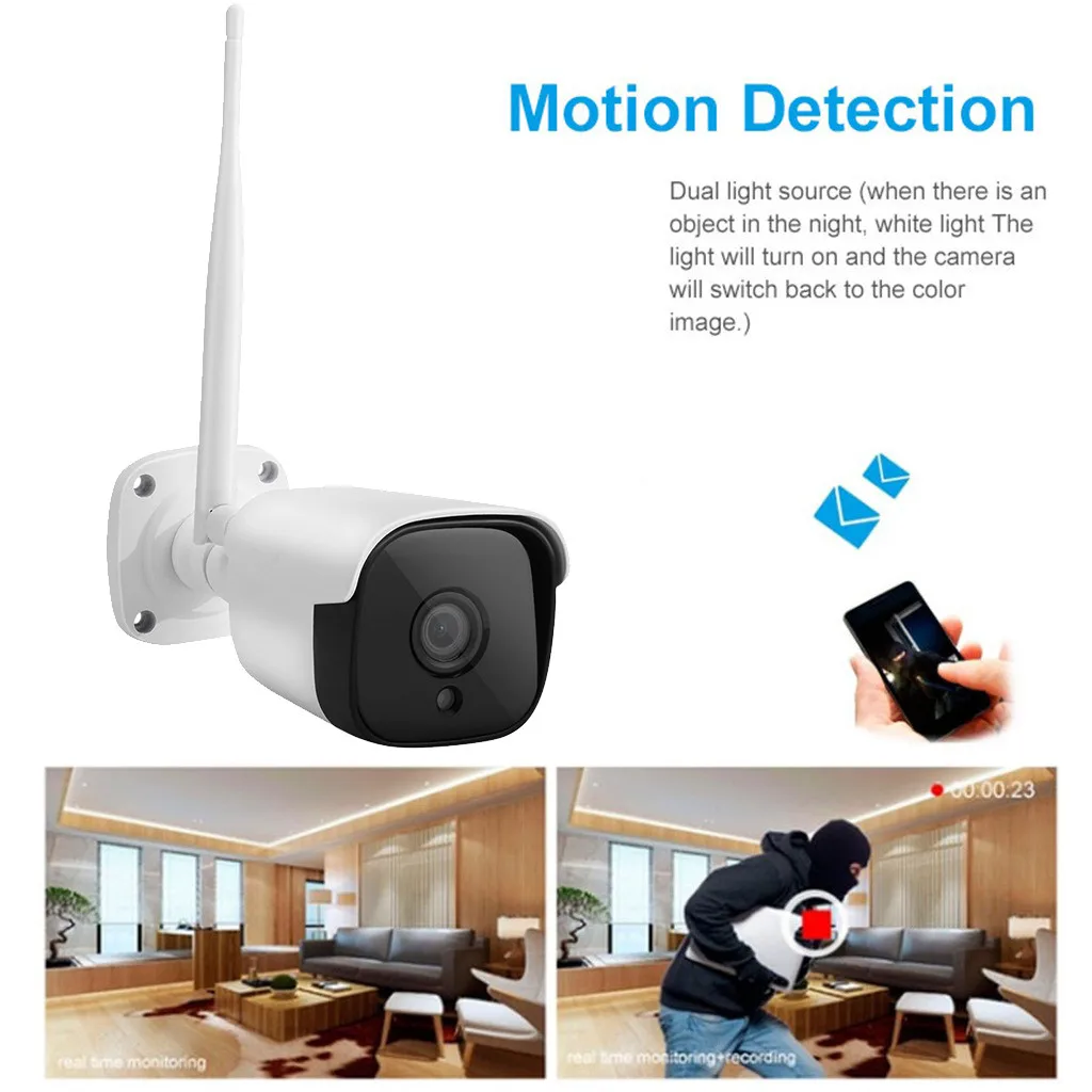 Wi-Fi 1080P HD Водонепроницаемый безопасности SD карта IP Камера ИК Ночное видение 2-полосная аудио камера с детектором движения 25