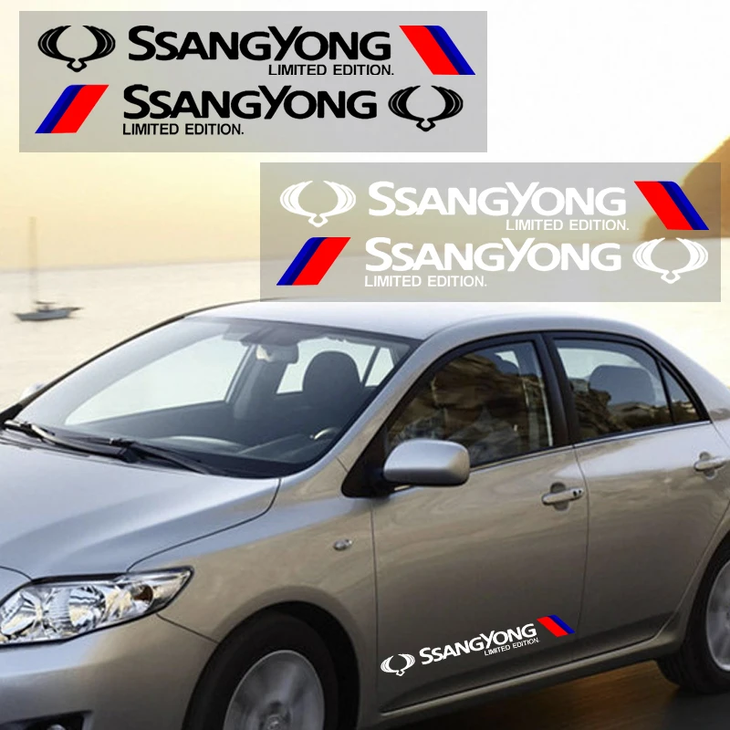 

2pcs Car Body Sticker Car Badge Decorate Decal Door Sticker for SsangYong Actyon Turismo Ssang Yong Rodius Rexton Korando Kyron