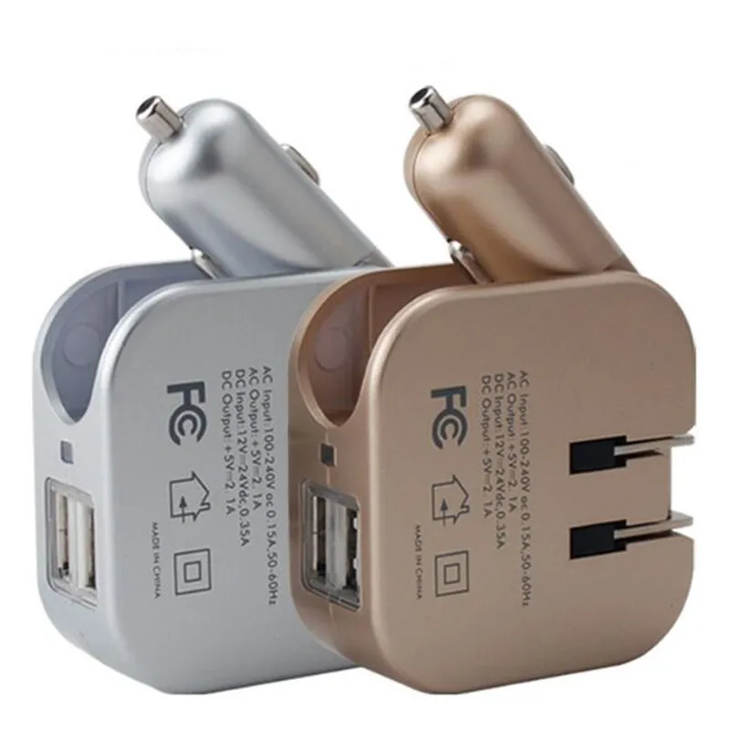 Складное автомобильное зарядное устройство 2в1 с двумя портами USB 2.1A домашнее зарядное устройство Usb для путешествий для мобильного телефона huawei mate 20 pro navigator 5 В выход