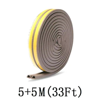 

33Feet( 10M) Weather Stripping for Doors Windows Self Adhesive Foam Weatherstrip Soundproofing Weatherstrip Gap Blocker Brown