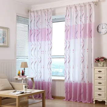 

Modern Chinese Style Simple Pink Wave pattern Fabric Physical Shading Window Curtains For Living Room Bedroom Home Decoration DA