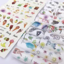 LCJ 30 стилей летние бабочки и цветы летние изображения наклейки для ногтей искусство Красочные Полный обертывания наклейка на ногти водная кончики