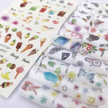 

LCJ 30 Styles Summer Butterfly & Flower Summer Image Nail Decals Art Colorful Full Wraps for Nail Sticker Water Tips