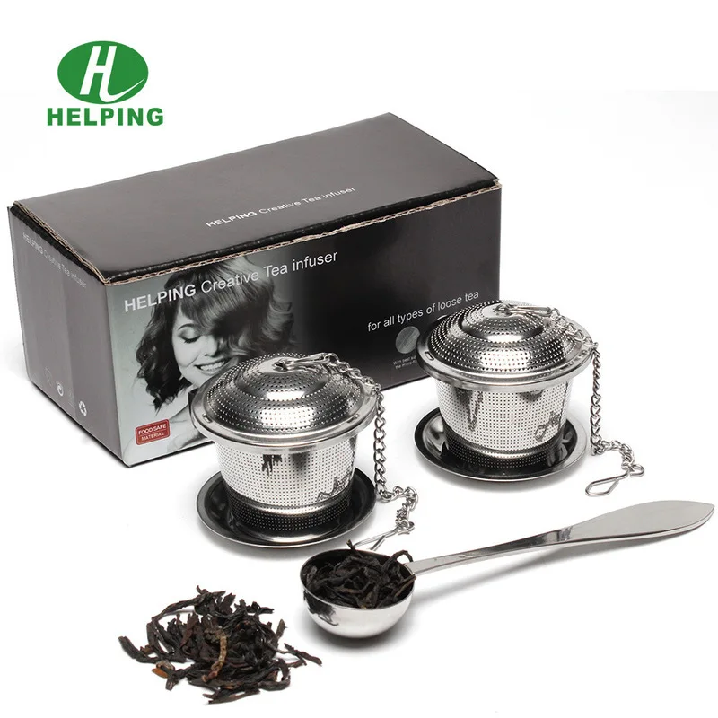 

Hot Selling Stainless Steel Tea Strainer Set with Pendant Corrosion Barrels Creative 304 Teaspoon Tea Strainer Tea Useful Produc