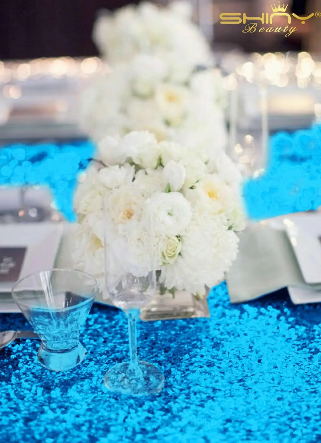  12x72-Inch Table Runners Turquoise Sequin Table Runners Elegant Table Decoration for Wedding Party-