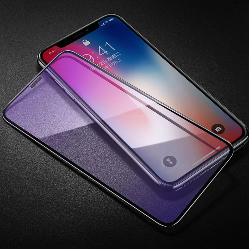 2 шт. закаленное стекло для iPhone 11 Pro Max фиолетовая световая Защитная пленка экрана 5