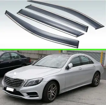 

For Mercedes-Benz S-Class W222 2014-2019 Plastic Exterior Visor Vent Shades Window Sun Rain Guard Deflector 4pcs