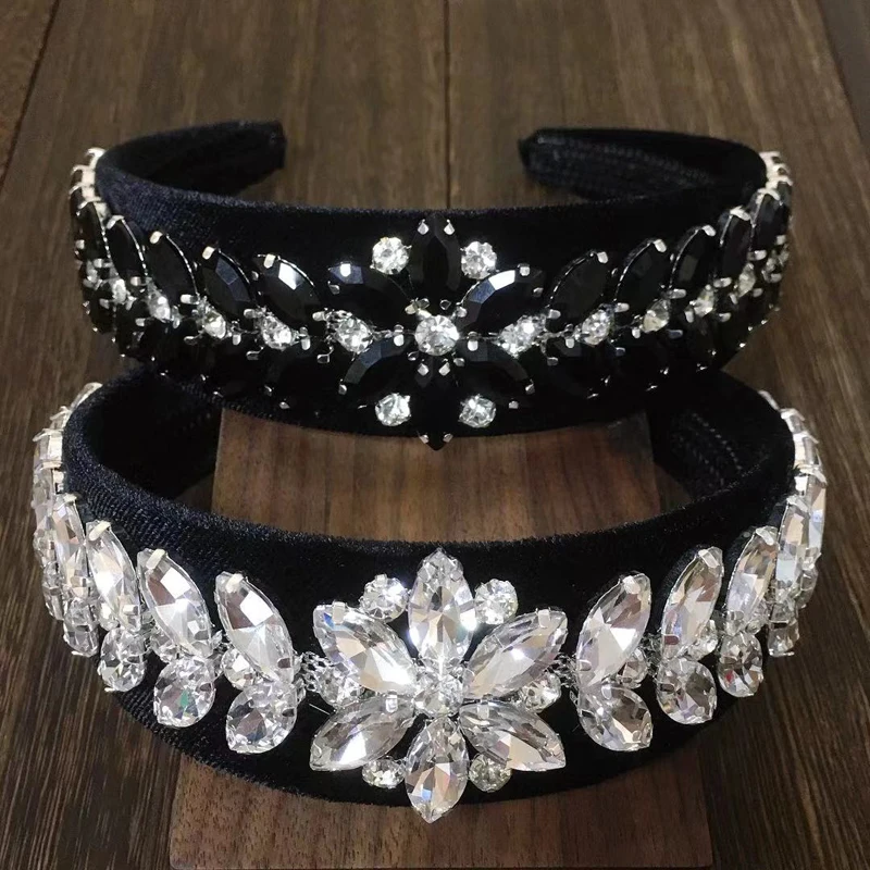 2021 Crystal Baroque Rhinestone Headband Hairbands For Women Silver Black Hairband Hair Accessories For Girls Party Wholesale 2021 hot rushed pool inflatable toys heart shaped balloon game toy celebration birthday party wedding room layout decorative