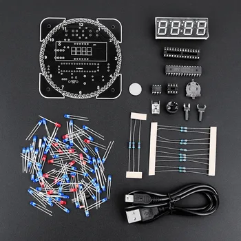 

DS1302 Home Decor DIY Thermometer Digital Alarm With Cable Rotation Office Light Control LED Clock Transparent Singlechip