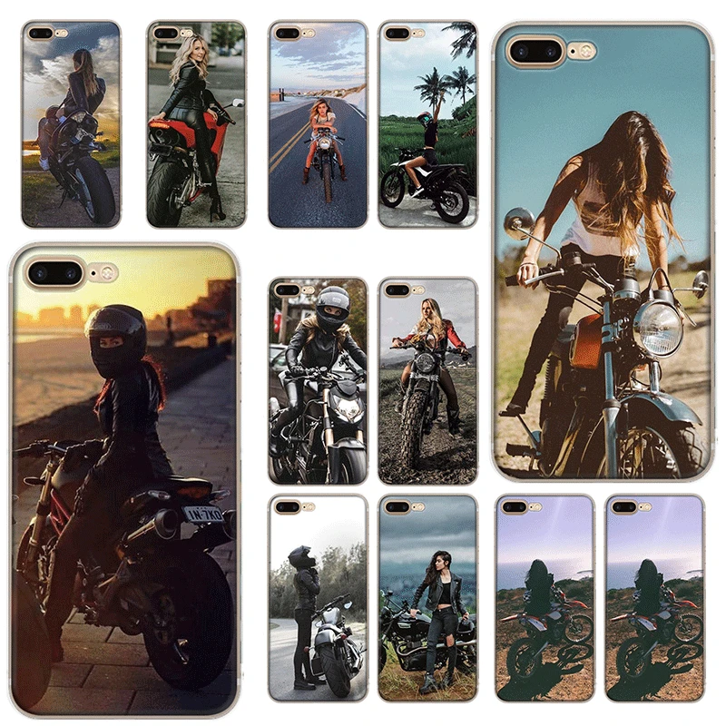 

Mobile Phone Case for iPhone 11 Pro 6 6s 7 8 P Lus iPhone XR X XS Max 5 5S SE Shell Biker Girl Motorcycle Girls Hard Cover
