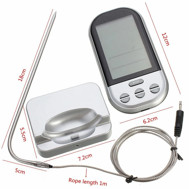 

Digital Wireless Remote 2 Probes Cooking Food Meat Water Milk Oven BBQ Thermometer Timer Cooking Electronic Probe