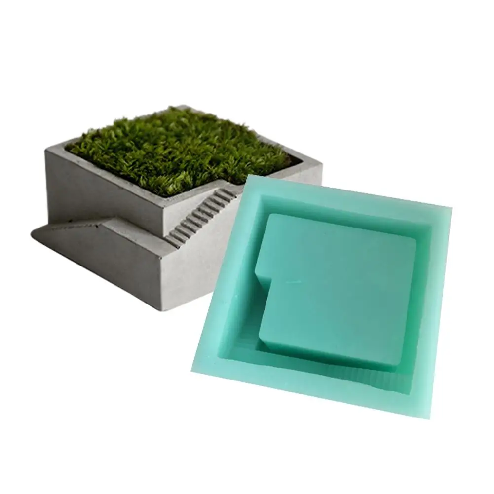 DIY силиконовая форма бетонный квадрат с лестницей цветок Настольный мох бонсай цемент мульти-формы для цветочных горшков ручной работы