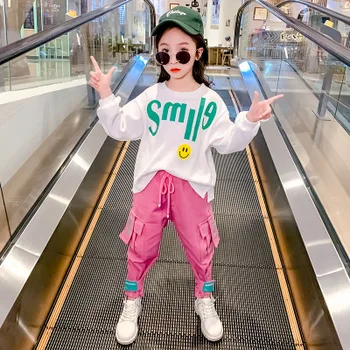 

2020 girls spring clothing sets sweatshirt +pants two pieces kids clothes two pieces