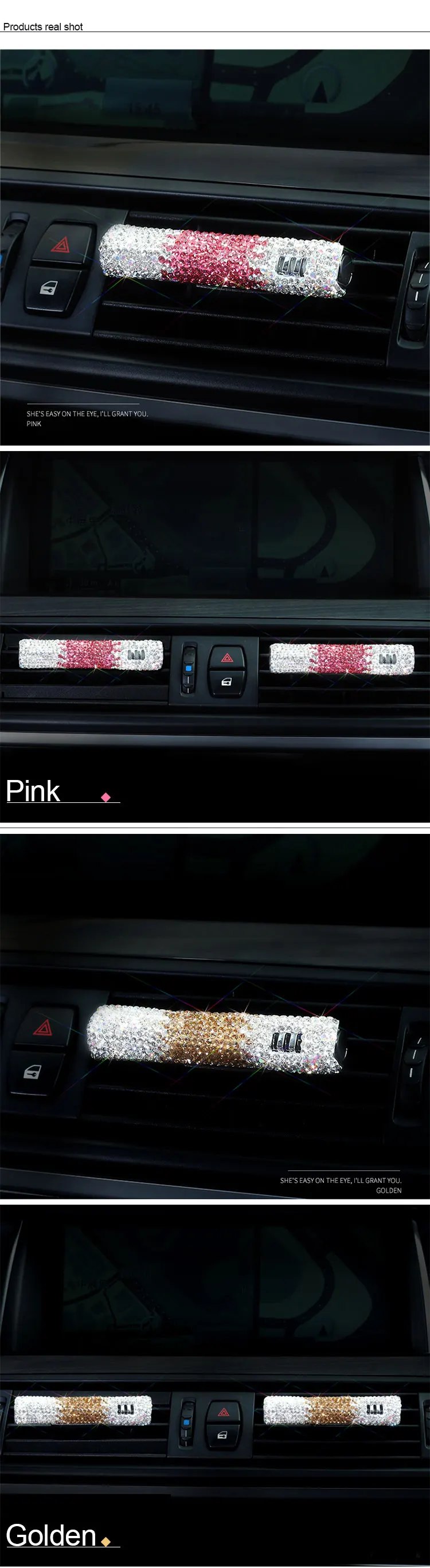 12 Clips Déco Pour Aérations De Voiture - Formes Fleurs, Cœurs, Strass - Multicolore - Accessoire Intérieur Femme Facile à Installer