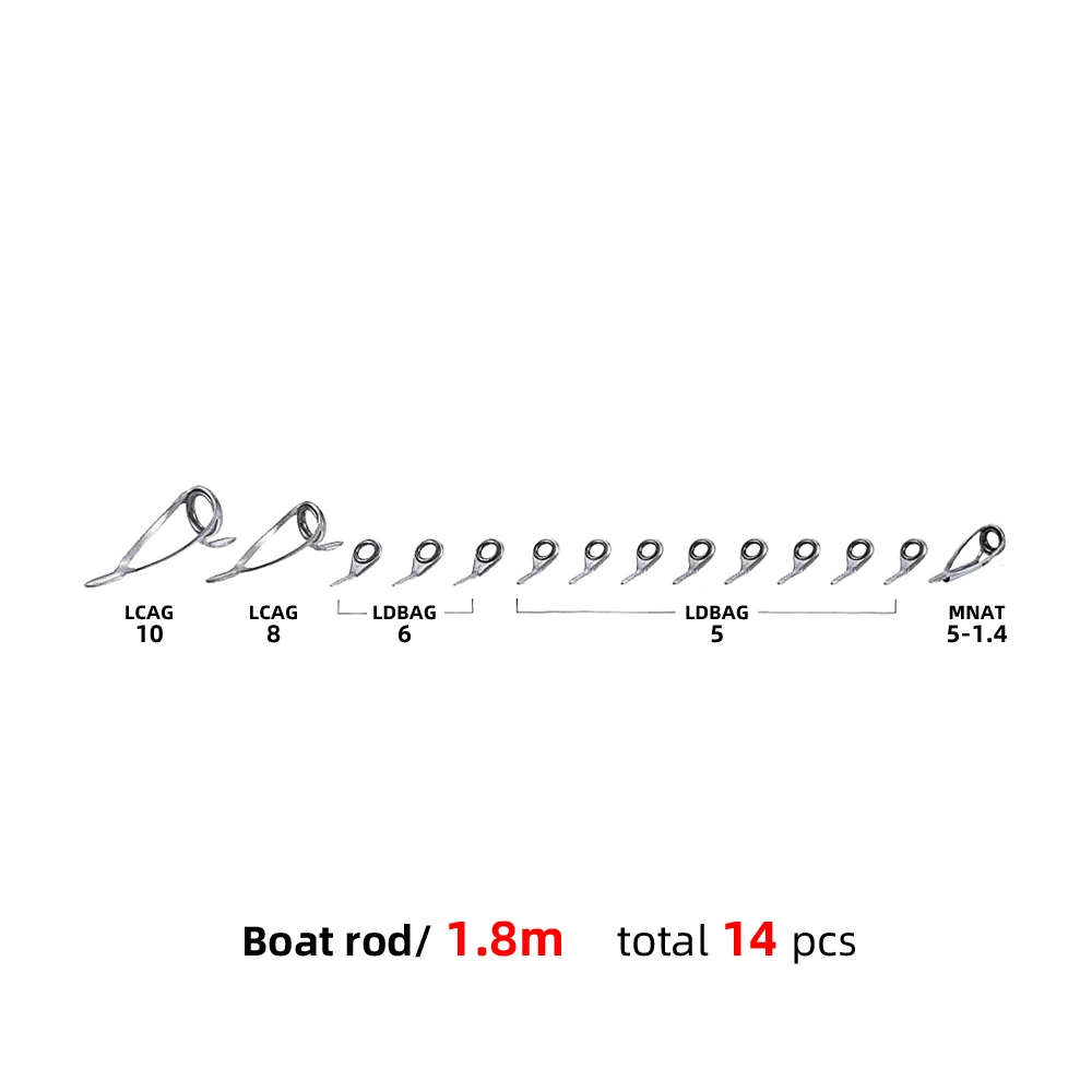 NooNRoo Kit for BOAT 6' Fishing Rod Guide Set Kit With SIC Ring