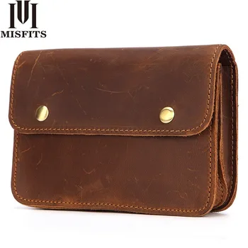 

MISFITS Fashion Soft Genuine Leather Men Belt Bag Unisex High-quality Many Compartments Hip Hop Phone and Credit Cards Hip Pack