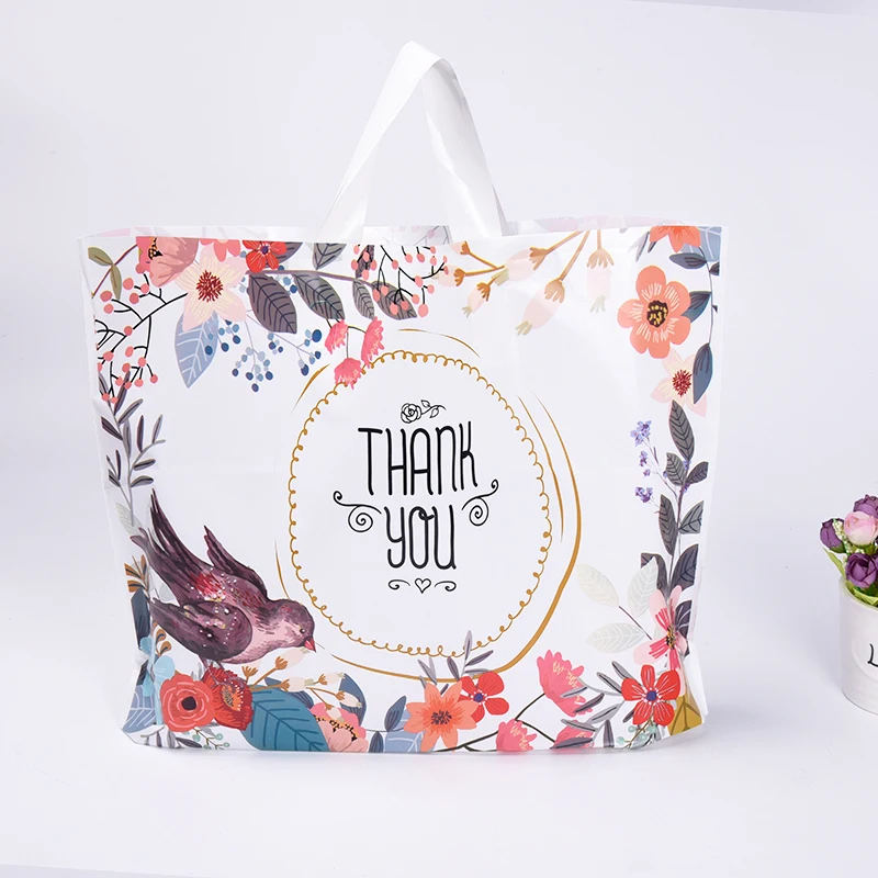 

3 sizes 300 PCS/lot customized logo Large Magpie Wedding carrier bag for shopping good quality plastic bags wholesale