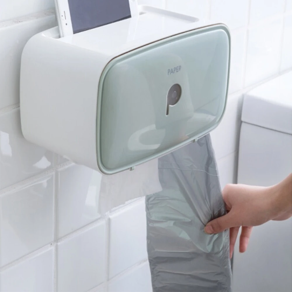 

Mengni Bathroom Paper Towel Dispenser Toilet Tissue Box Garbage Bags Dispenser Wall-Mounted Kitchen Paper Extraction Dispenser