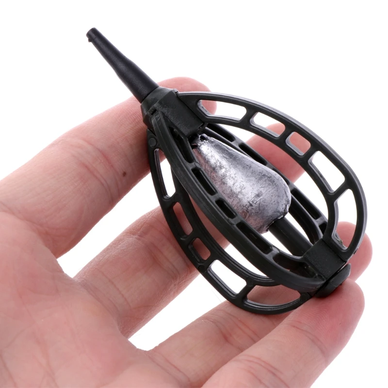 

Carp Fishing Swim Feeder In-line Method Lure Cage Basket Bait Trap Lead Sinker