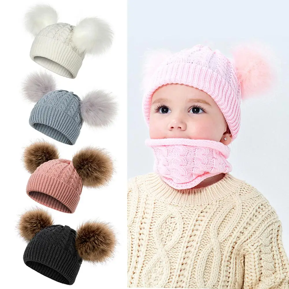 

2019 New Autumn And Winter Warm Hat 1PC Fashion Children'S Cotton Hat Pom-Pom Hat Skullies Beanies Girls Boys Universal Knit Hat